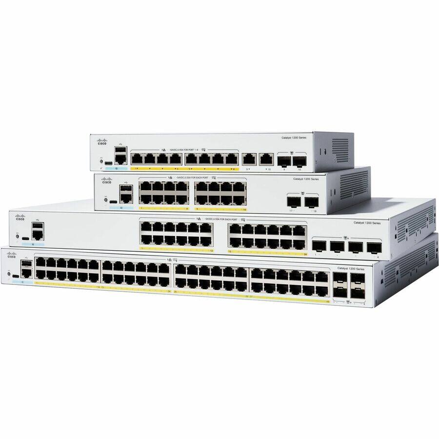 Sure, here is the corrected and grouped text from the image:

**Top Left Switch:**
- Cisco
- Catalyst 1200 Series
- 10/100 Base-TX
- 10/100 Base-TX

**Top Middle Switch:**
- Cisco
- Catalyst 1200 Series
- 10/100 Base-TX
- 10/100 Base-TX

**Top Right Switch:**
- Cisco
- Catalyst 1200 Series
- 10/100 Base-TX
- 10/100 Base-TX

**Bottom Left Switch:**
- Cisco
- Catalyst 1200 Series
- 10/100 Base-TX
- 10/100 Base-TX

**Bottom Middle Switch:**
- Cisco
- Catalyst 1200 Series
- 10/100 Base-TX
- 10/100 Base-TX

**Bottom Right Switch:**
- Cisco
- Catalyst 1200 Series
- 10/100 Base-TX
- 1