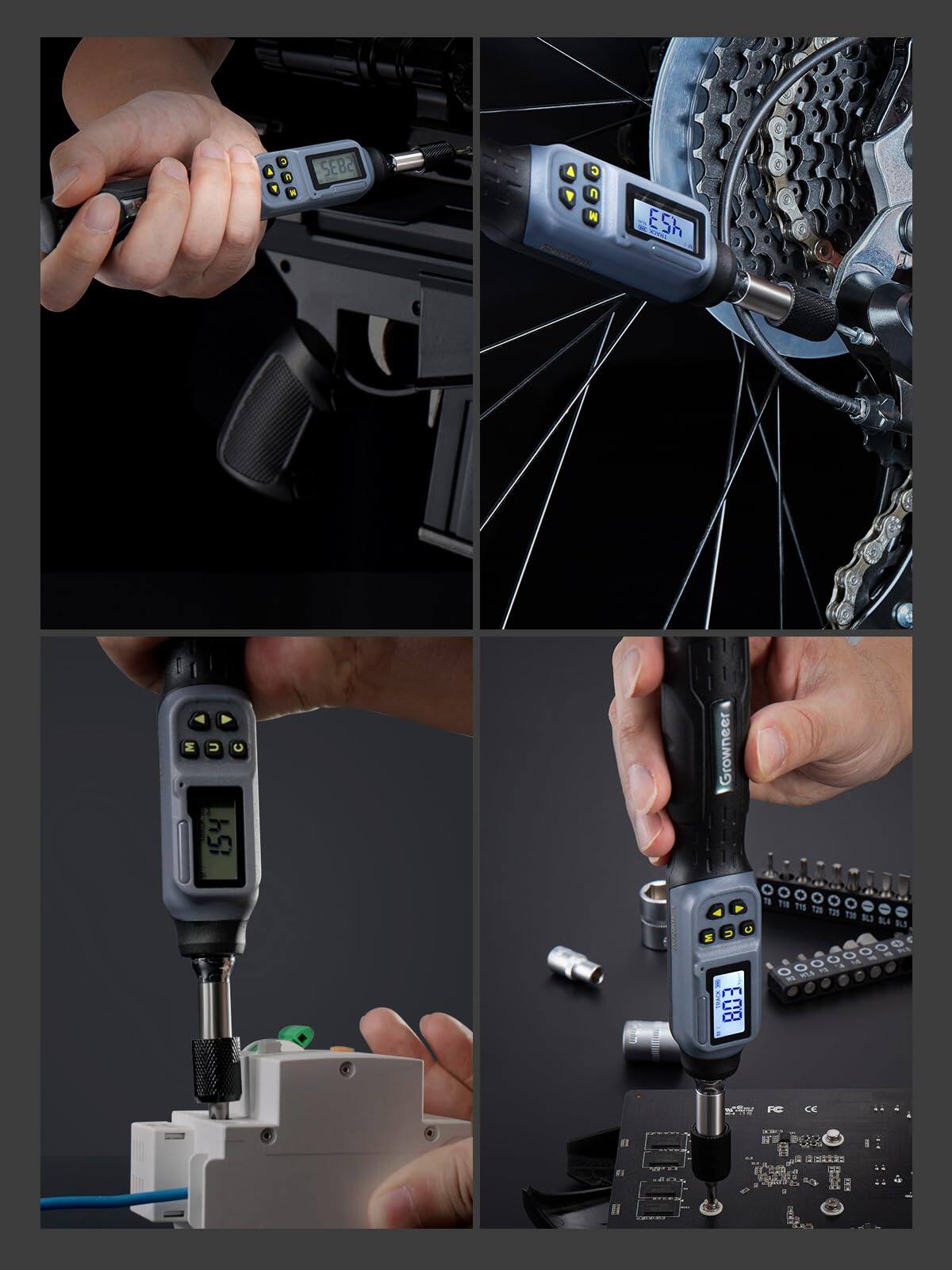 Sure, here is the corrected and grouped text from the image:

1. **Top Left:**
   - 58.8°C

2. **Top Right:**
   - 55.4°C

3. **Bottom Left:**
   - 45.5°C

4. **Bottom Right:**
   - 62.8°C

5. **On the Device:**
   - Growneer

6. **On the Device (Bottom Right):**
   - FC
   - CE

7. **On the Device (Bottom Right):**
   - 100 101 102 103 104 105 106 107 108 109 110 111 112 113 114 115 116 117 118 119 120 121 122 123 124 125 126 127 128 129 130 131 132 