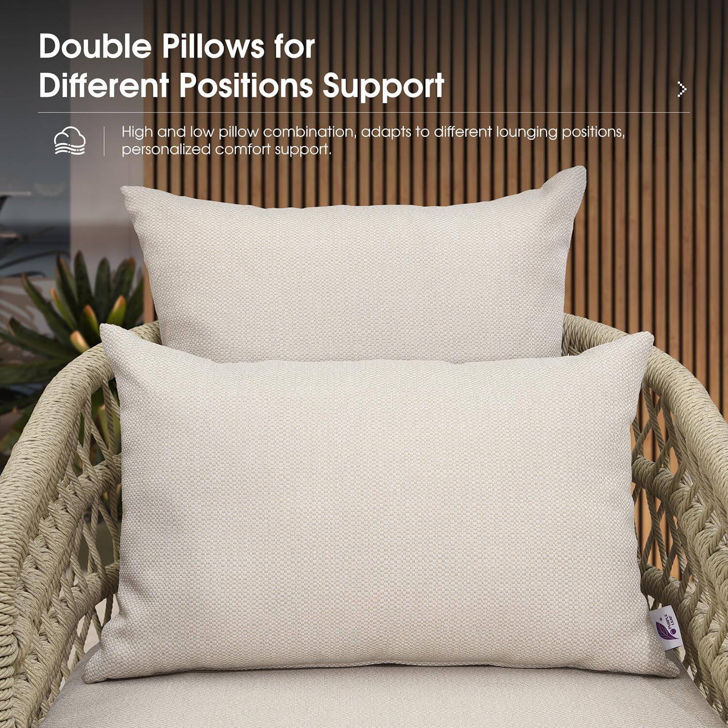 Double Pillows for Different Positions Support

High and low pillow combination, adapts to different lounging positions, personalized comfort support.