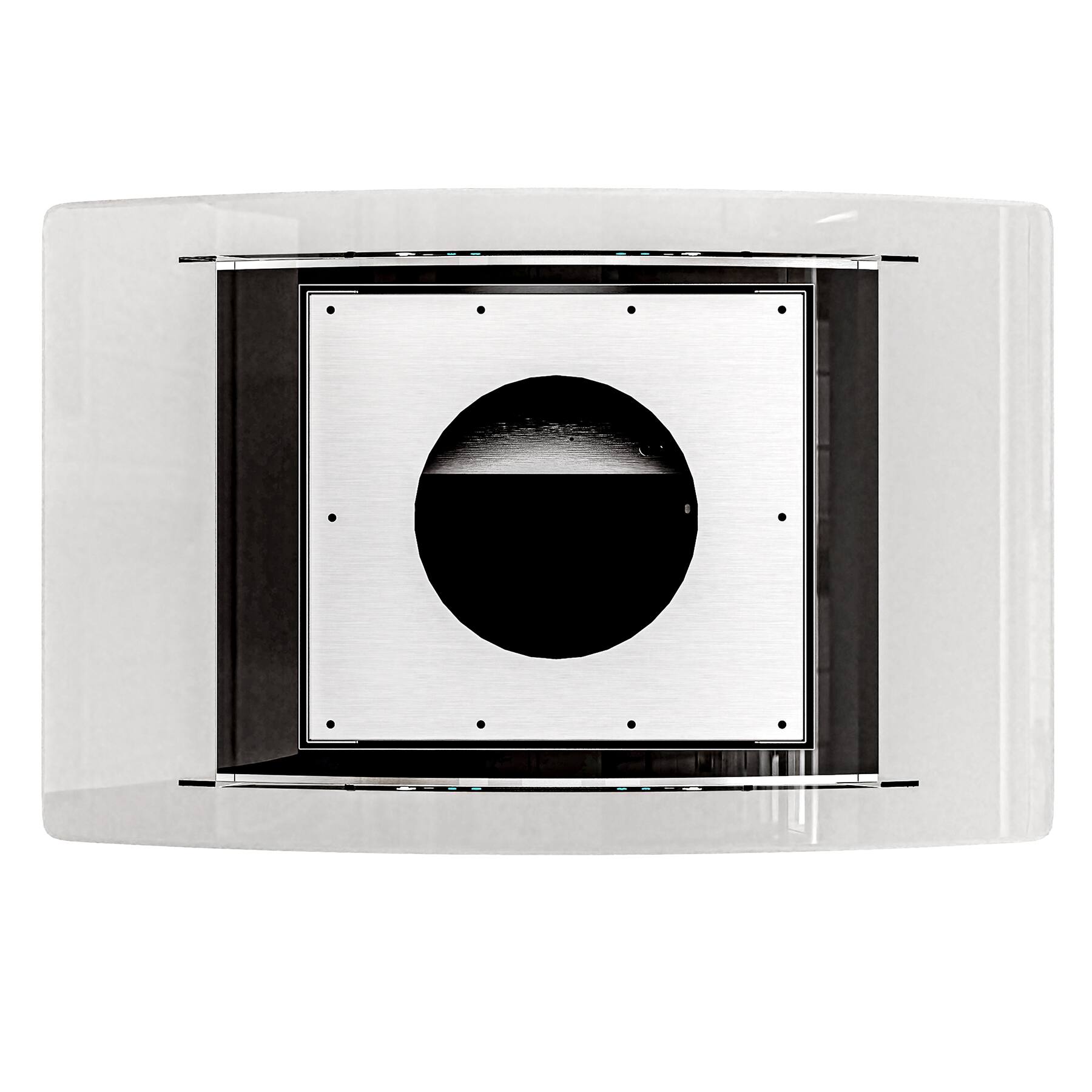 Back. Onefly - 36 Inches - Ducted - Island Mount Range Hood - Stainless Steel.