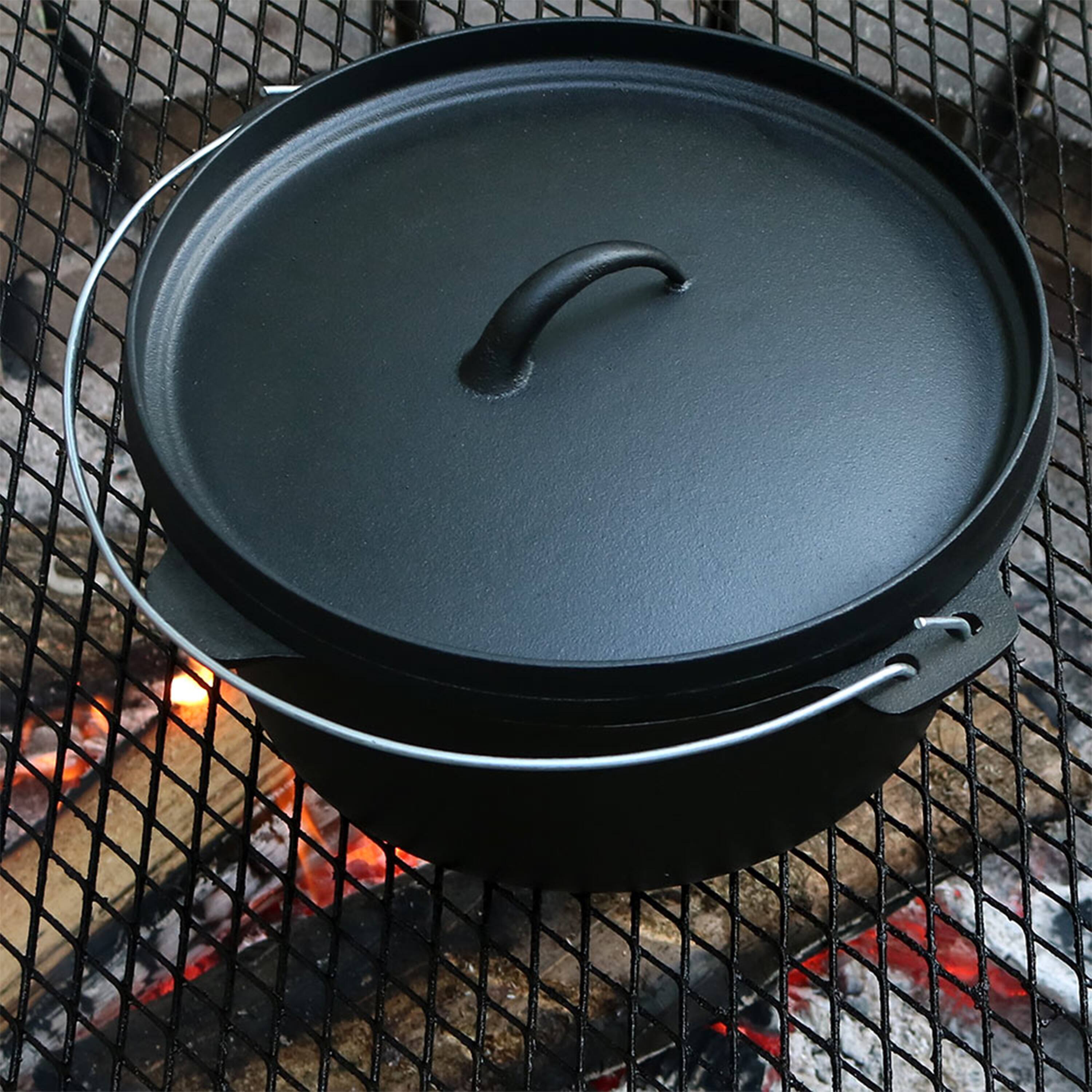 Alt View 4. Sunnydaze - 8 qt Cast Iron Pre-Seasoned Deep Dutch Oven with Handle - Black.
