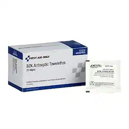 First Aid Only - 0.13% BZK Antiseptic Wipes, 25/Box (51028) - White