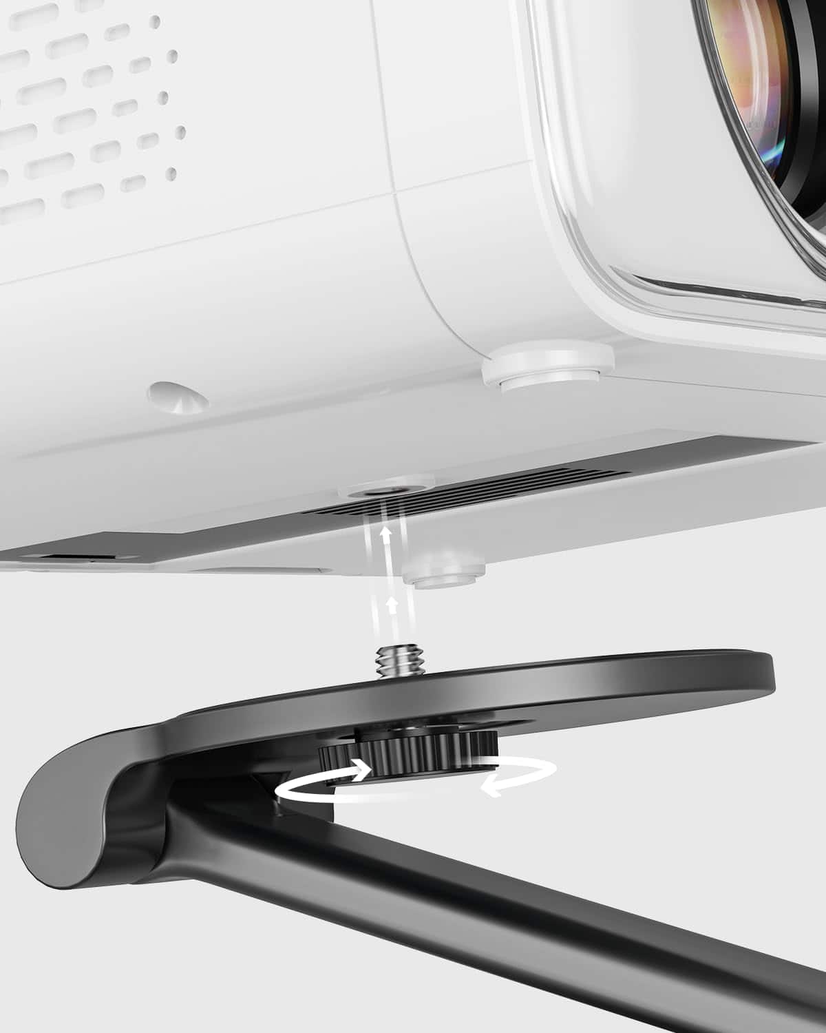 Angle. Aurzen - Foldable Projector Stand, Ultra-Compact, Easy Setup, 180° Rotation, ¼" Screw, Compatible with TMY, Yaber, Epson - Black.