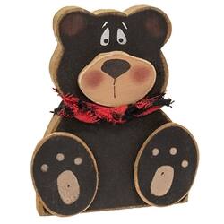 Left. BreeBe - Distressed Wooden Teddy Bear Sitter - 2 Asstd. - Black, Red.