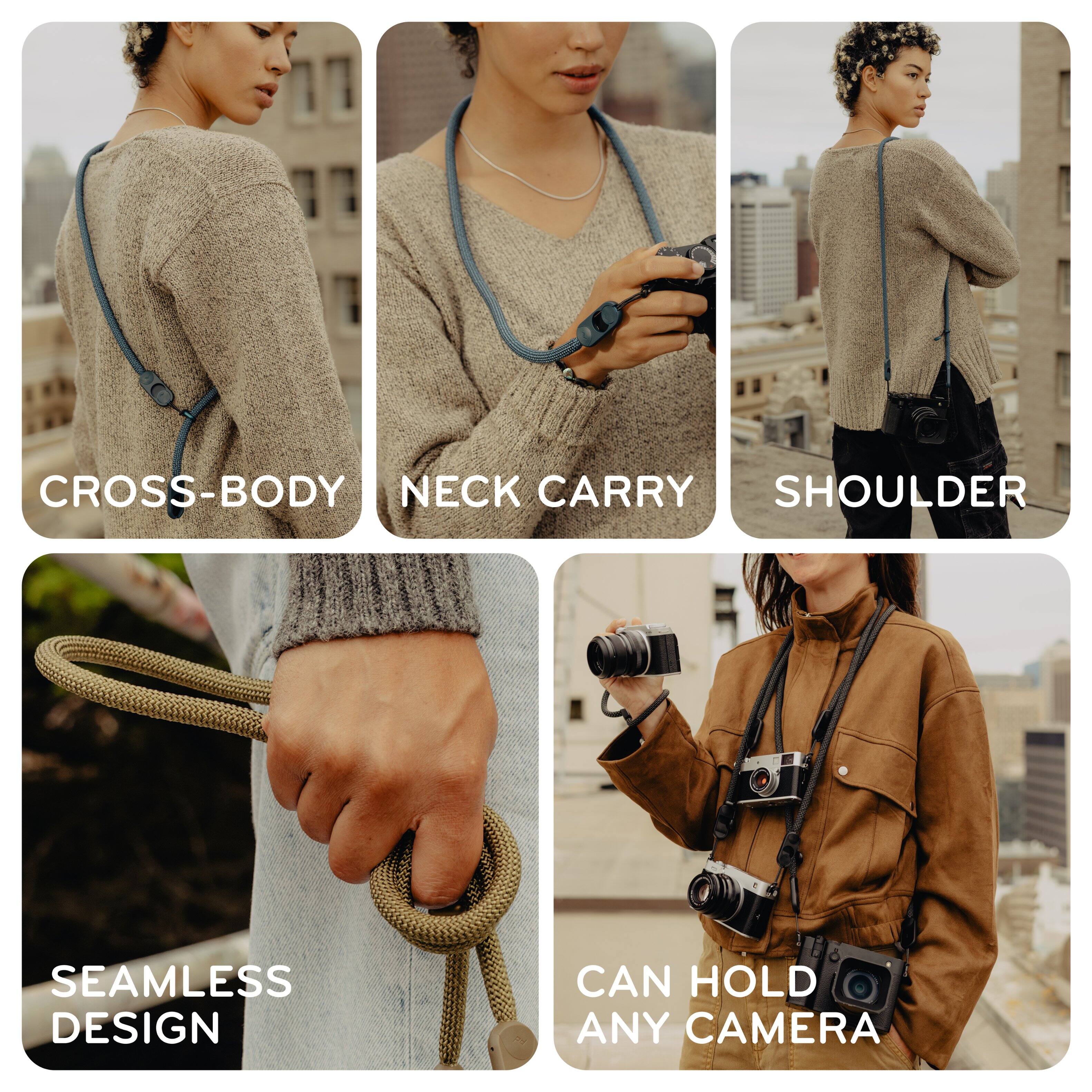 - CROSS-BODY
- NECK CARRY
- SHOULDER
- SEAMLESS DESIGN
- CAN HOLD ANY CAMERA