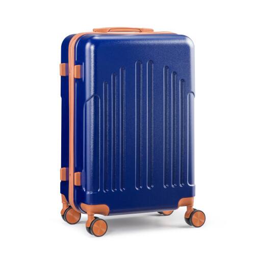 Alt View 1. Winado - 24" Checked Luggage Trolley Case ABS Hardside Medium Suitcase with Double Spinner Wheels & TSA Lock for Travel Business - Navy Blue & Brown.