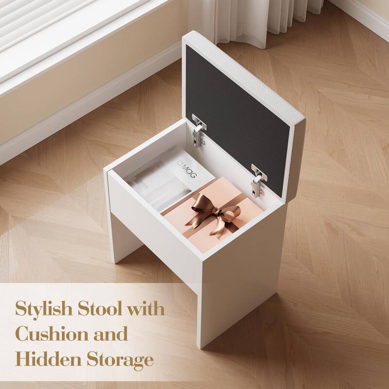 Stylish Stool with Cushion and Hidden Storage