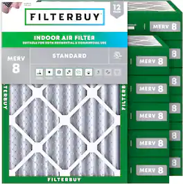 Filterbuy - 16x22x4 MERV 8 Dust & Allergy Defense, Electrostatic Pleated HVAC AC Furnace Air Filters Replacement (12-Pack) - Silver