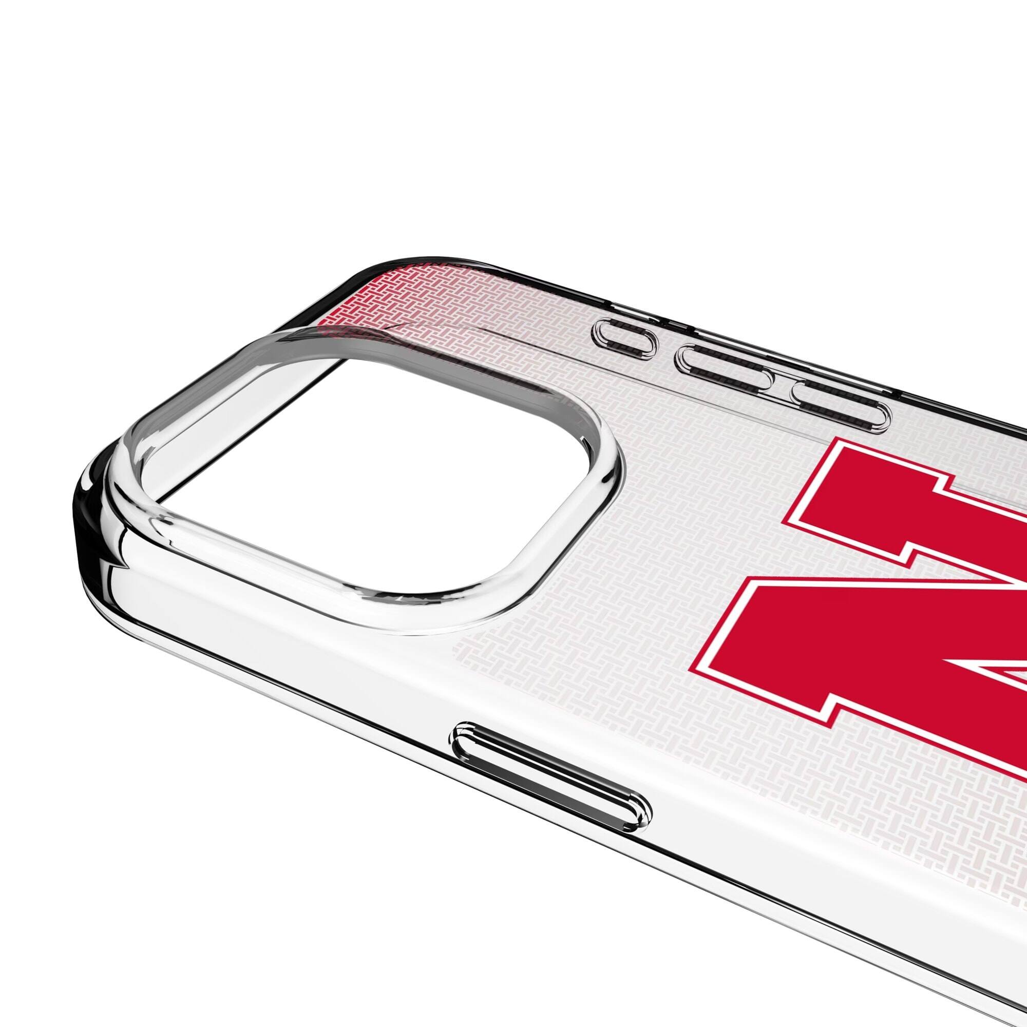 Alt View 2. Keyscaper - Nebraska Huskers Linen Logo iPhone Clear Case - 13 Pro Max - Multicolor.