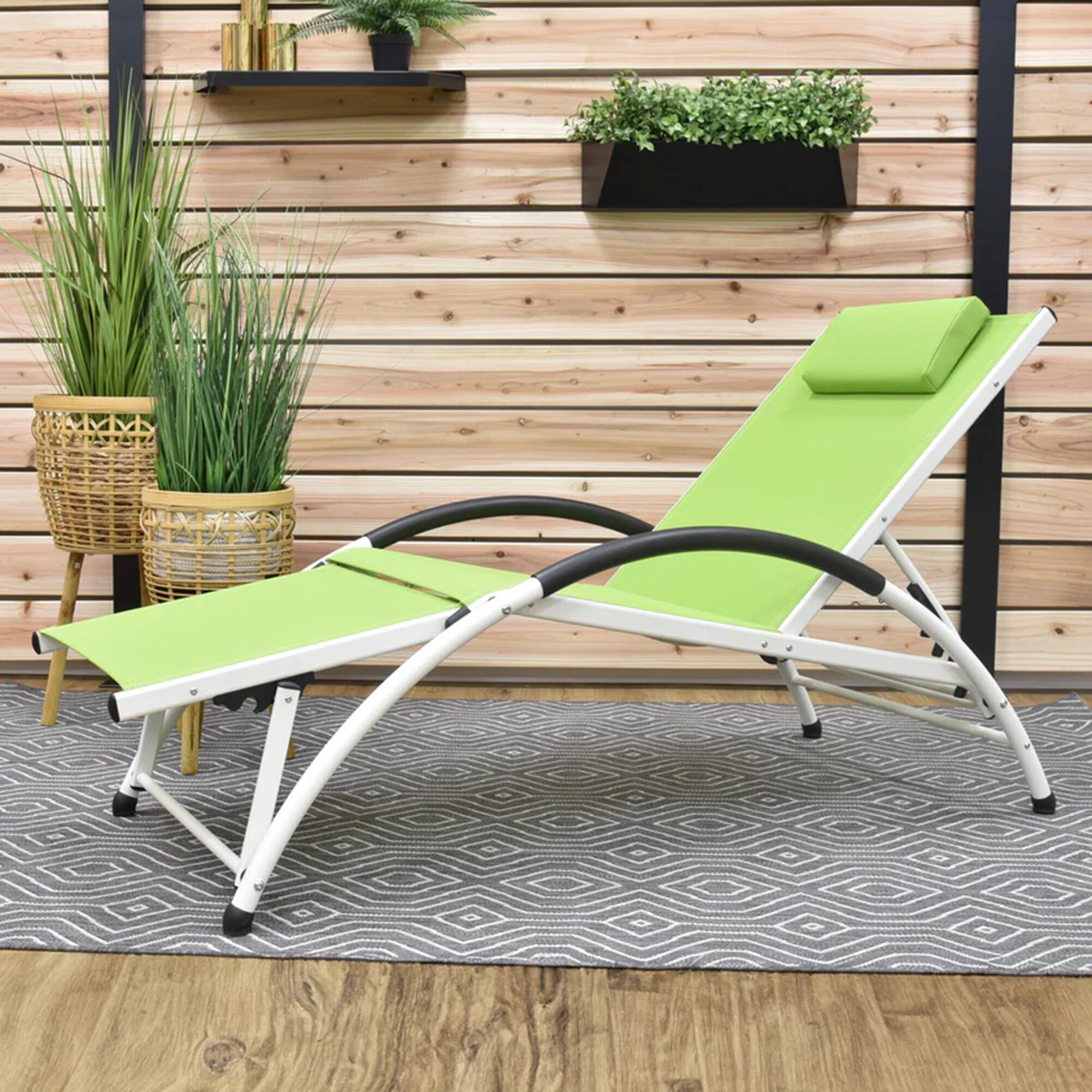 Alt View 4. Vivere - Vivere Aluminum Reclining Dockside Sun Lounger for Patio & Pool, Green Apple - Green.