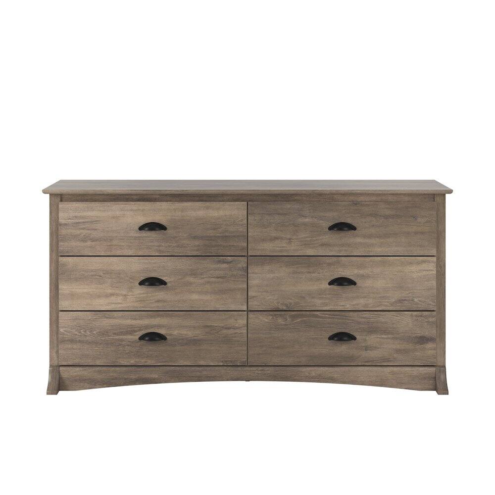 Left. Prepac - Salt Spring 6-Drawer Dresser in Drifted Gray - Gray.