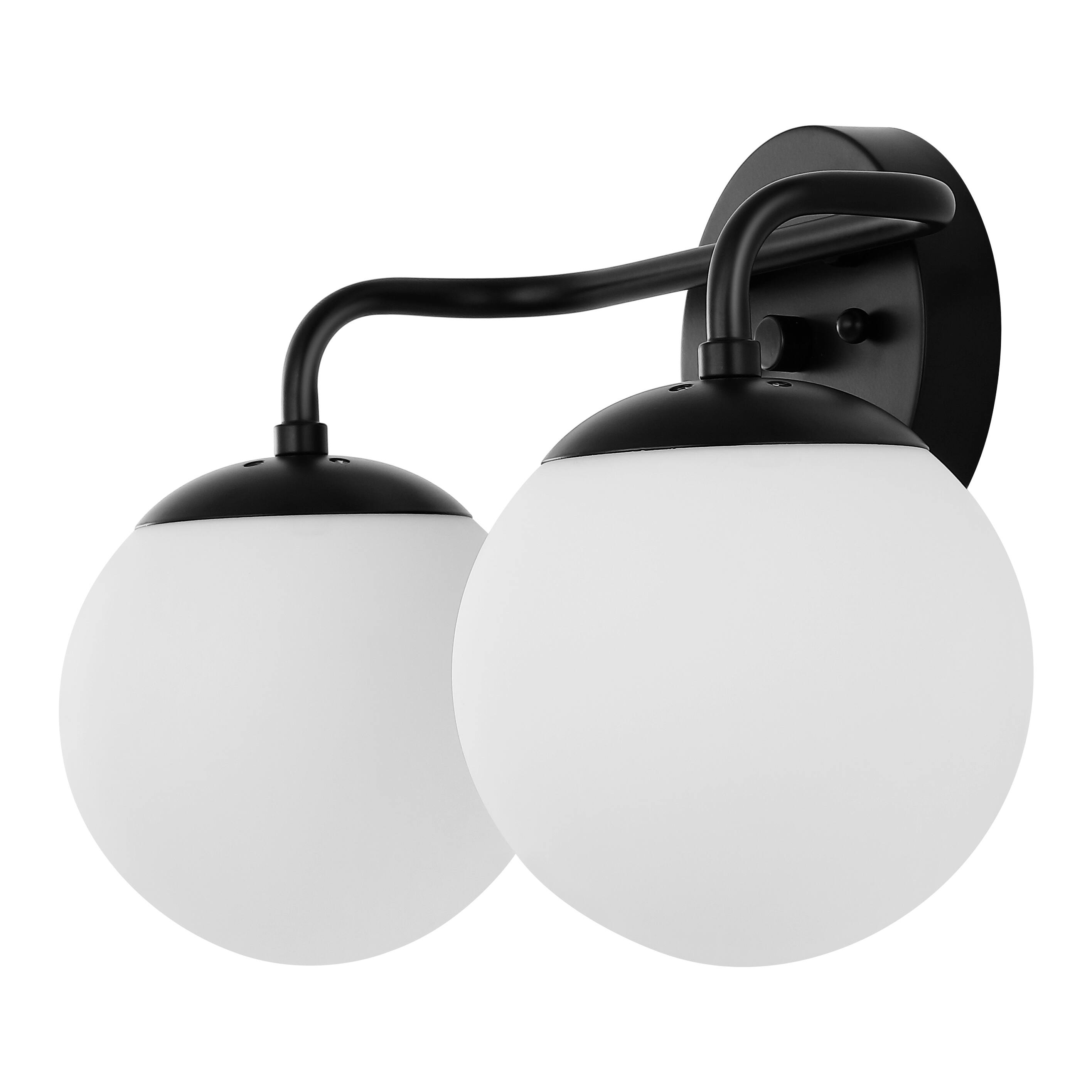 Alt View 9. Jonathan Y - Louis Parisian Globe 15" 2-Light Metal/Frosted Glass Modern Contemporary LED Vanity Light, Black - Black.