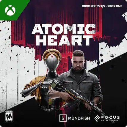 Xbox Series X|S is Xbox One. Atomic Heart is a mature game rated 12+ by the ESRB. Mundfish and Focus Entertainment are the developers. - M (Mature 17+)