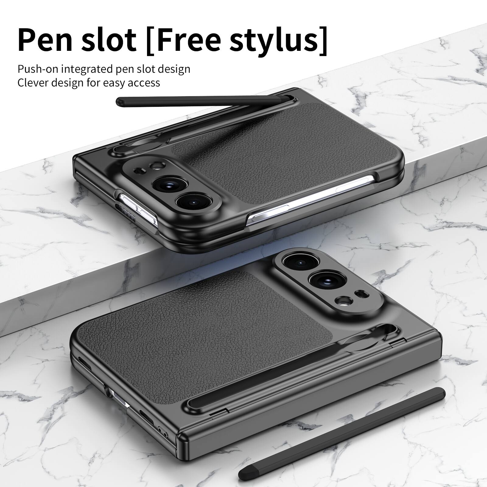 Pen slot [Free stylus]  
Push-on integrated pen slot design  
Clever design for easy access