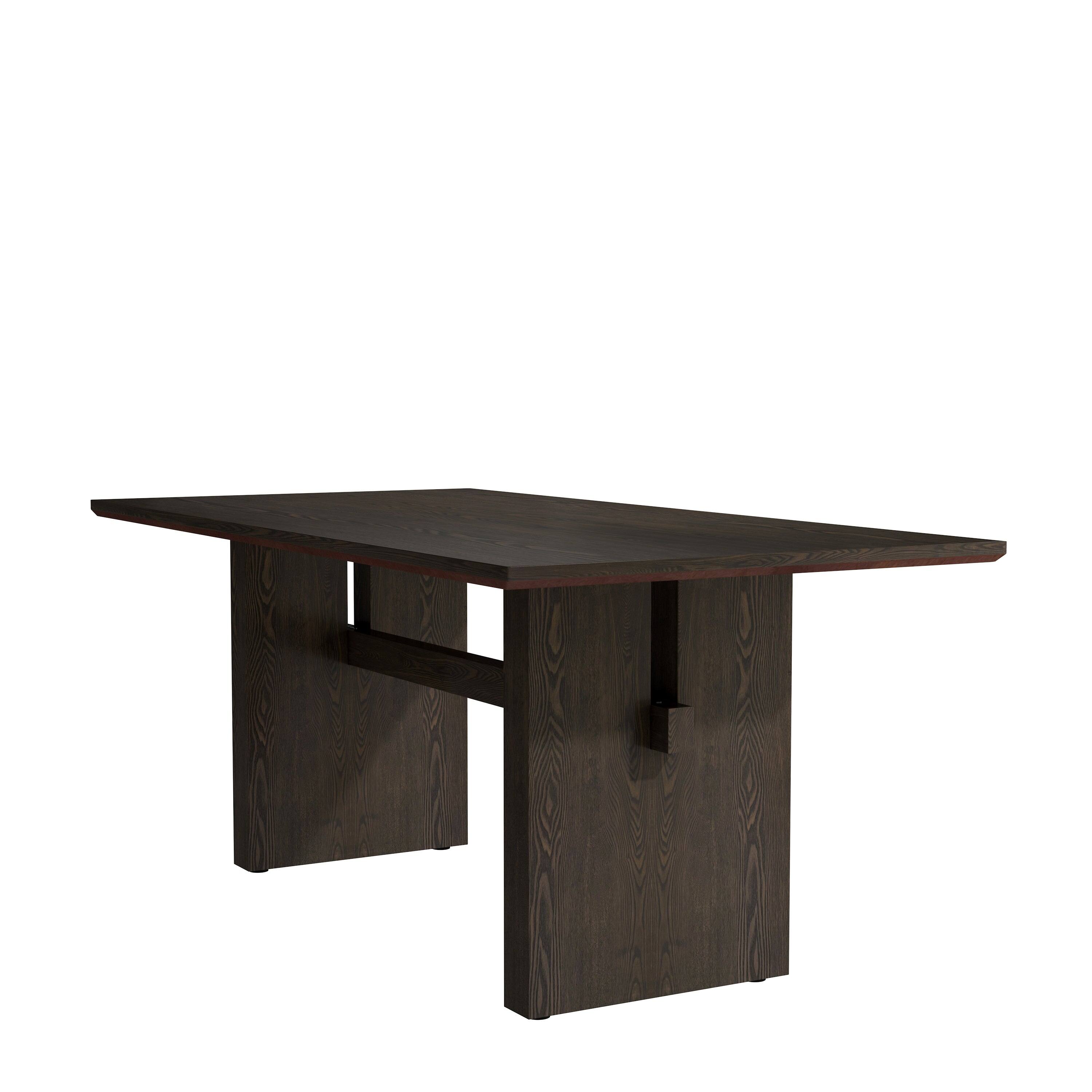 Alt View 10. Boyel Living - 70.86 Inch Black Wood Double Pedestal Dining Table Seats 6 Modern Rectangular MDF Table - Black.