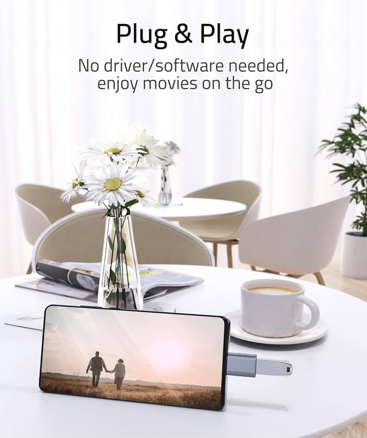 Plug & Play  
No driver/software needed, enjoy movies on the go