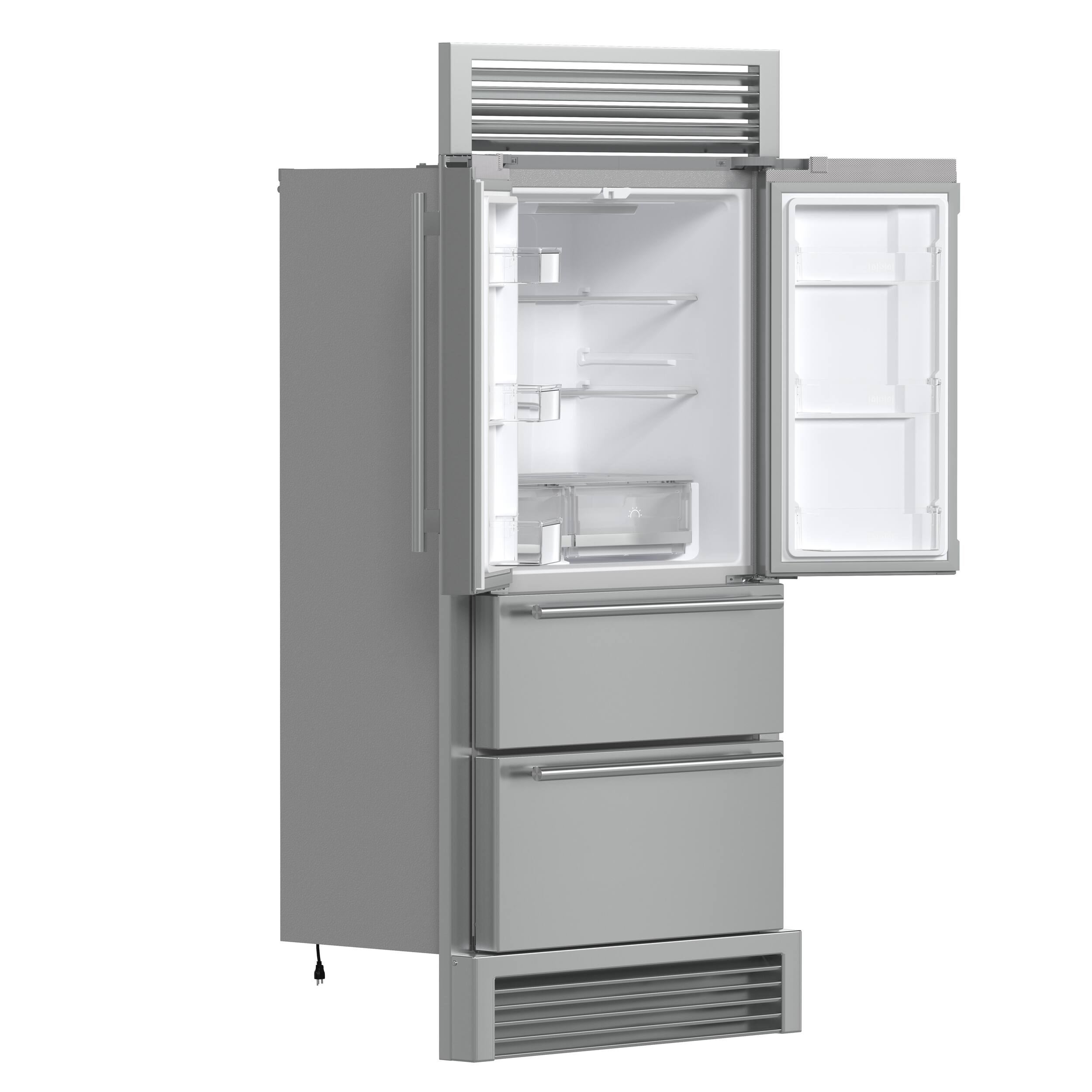 Alt View 5. Forno Appliances - Moena 19.2 Cu. Ft. Built-In French Door Refrigerator with Decorative Trim Grill - Stainless Steel VCM.