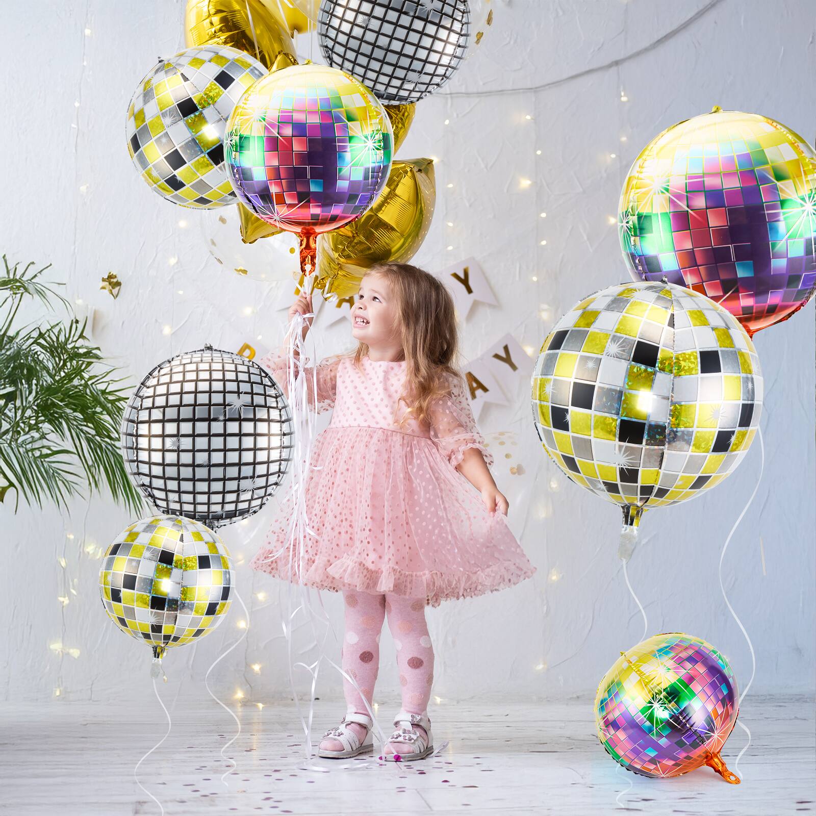 Alt View 2. AGPtek - 12 Pcs Disco Ball Balloons for Party Decorations - Silver.