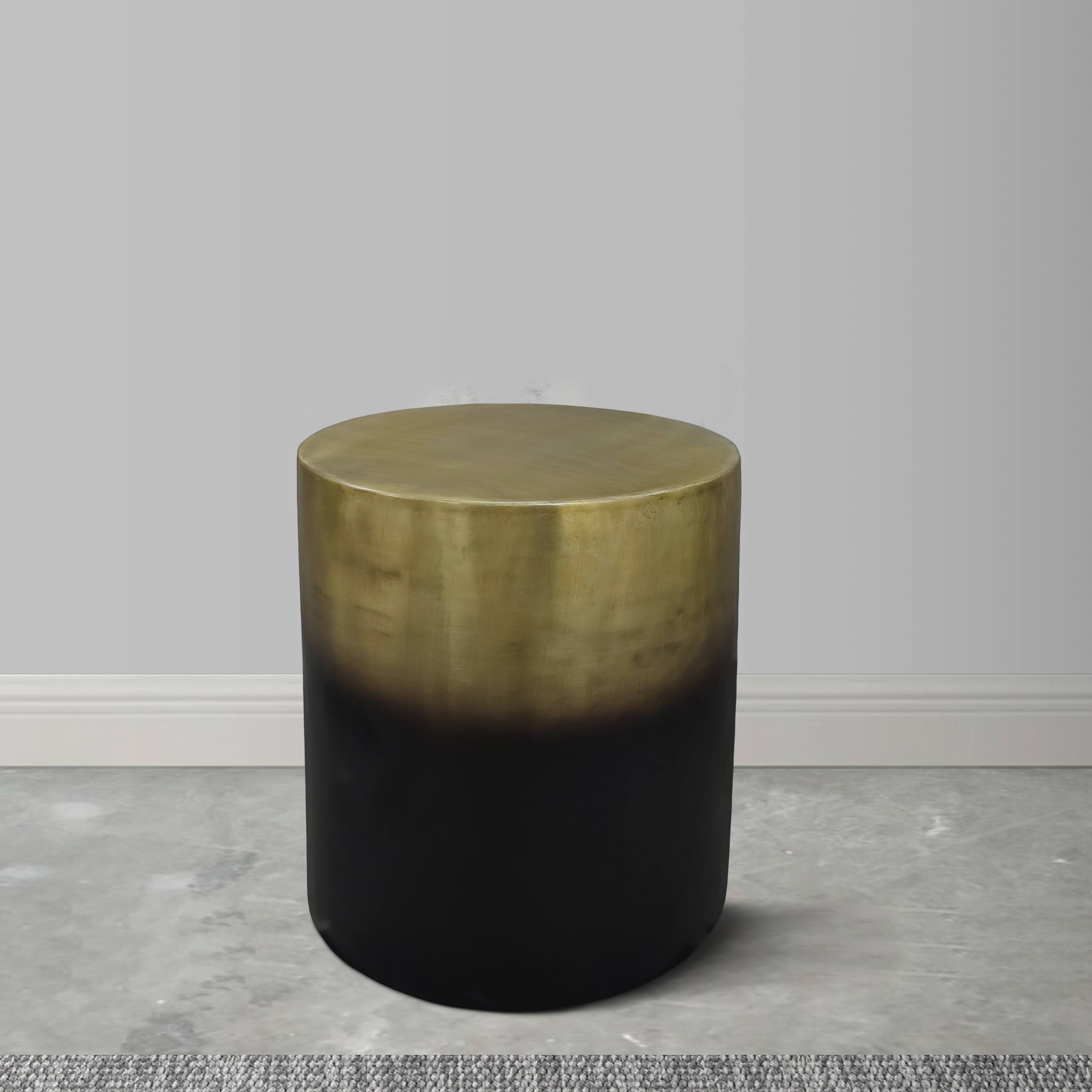 Alt View 8. Manhattan Lane - Side Table, 16.5 Inch Round Drum Shape, Black - Antique Brass, Black.