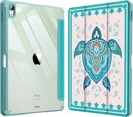 Fintie - Clear Case for iPad Air 11-inch (M4/M3/M2) & iPad Air 4th/5th Gen 10.9 inch | Hybrid Slim Shockproof Shell Cover - Green Sea Turtle