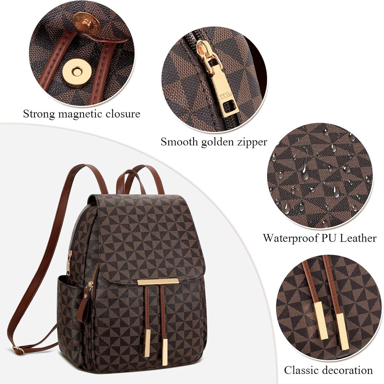 - Strong magnetic closure
- Smooth golden zipper
- Waterproof PU Leather
- Classic decoration