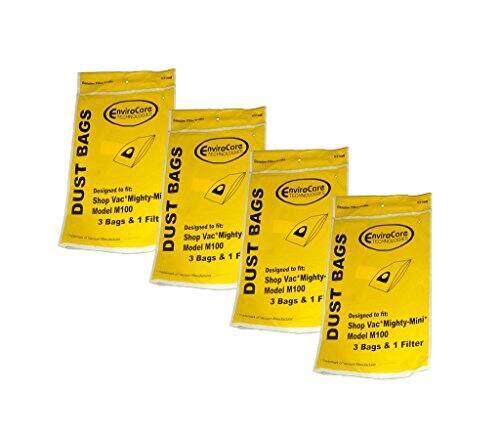 EnviroCore DUST BAGS  
Designed to fit: Shop Vac Mighty-Mi Model M100  
3 Bags & 1 Filter