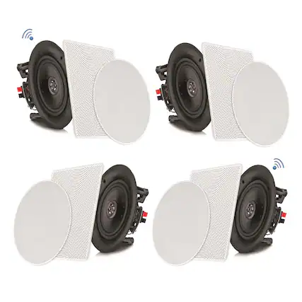 Front. Pyle - 8.0'' Bluetooth Home Ceiling Speakers - Black.