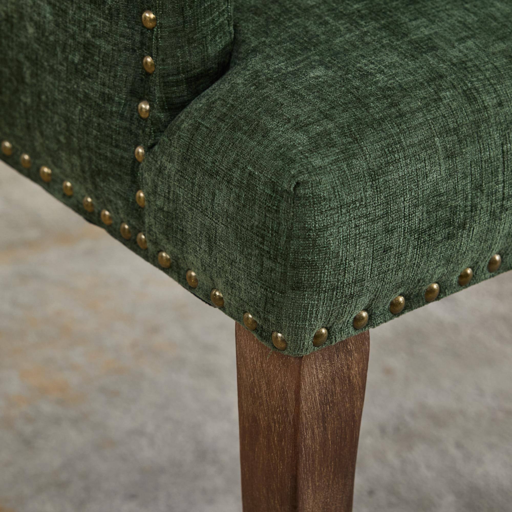 Alt View 9. GOODSILO - Upholstered Tufted Accent Dining Chair with Curved Wood Legs and Chenille Fabric in Neutral Beige - Olive Green.