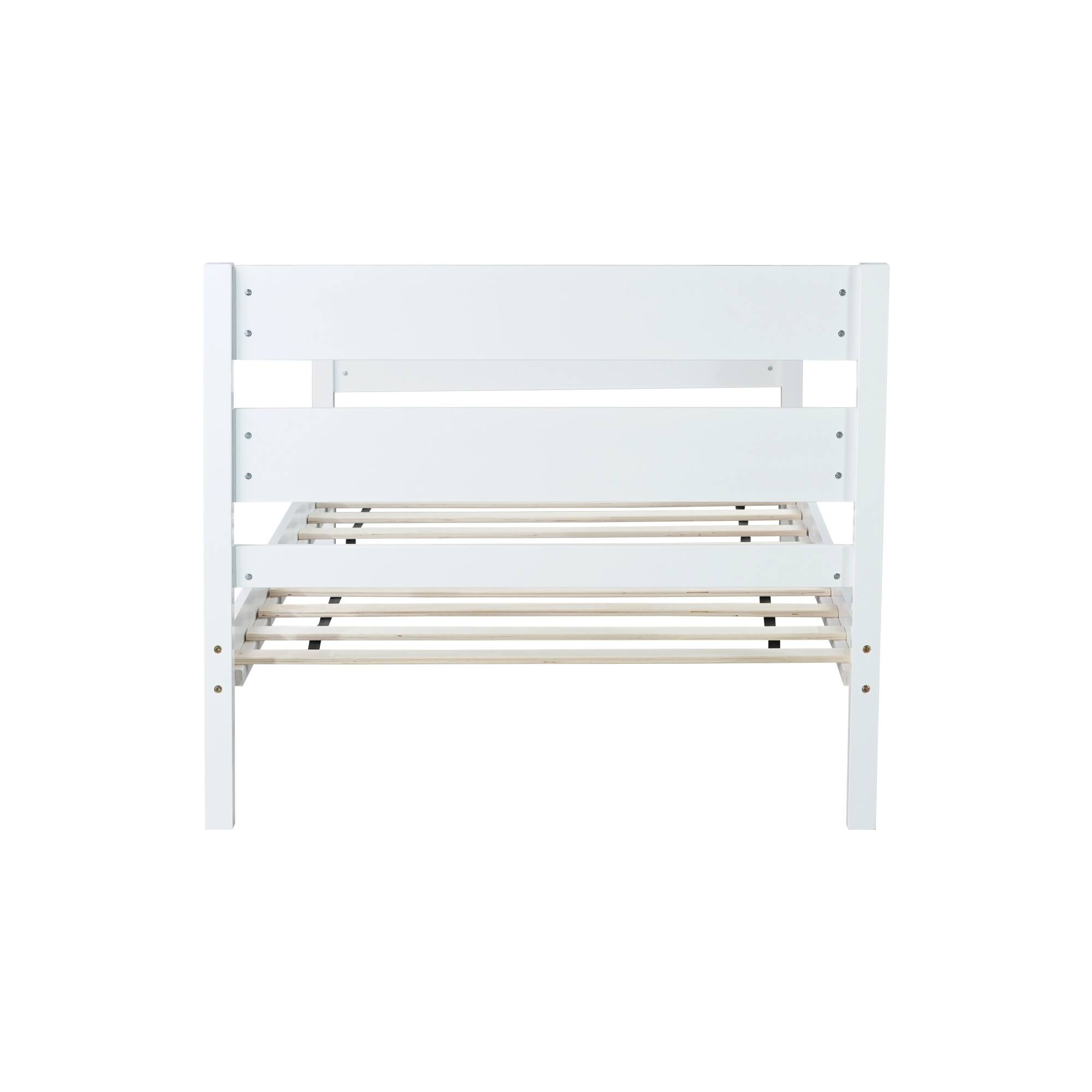 Alt View 1. GOODSILO - Twin Size Wooden Bed with Headboard and Footboard - Minimalist Design with Underneath Storage - White.