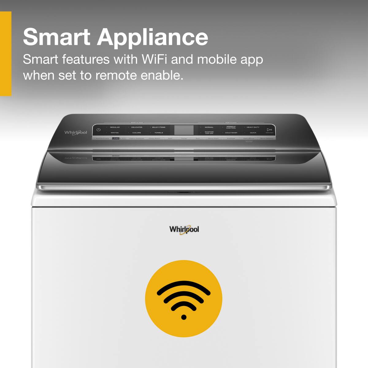 Smart Appliance  
Smart features with WiFi and mobile app when set to remote enable.