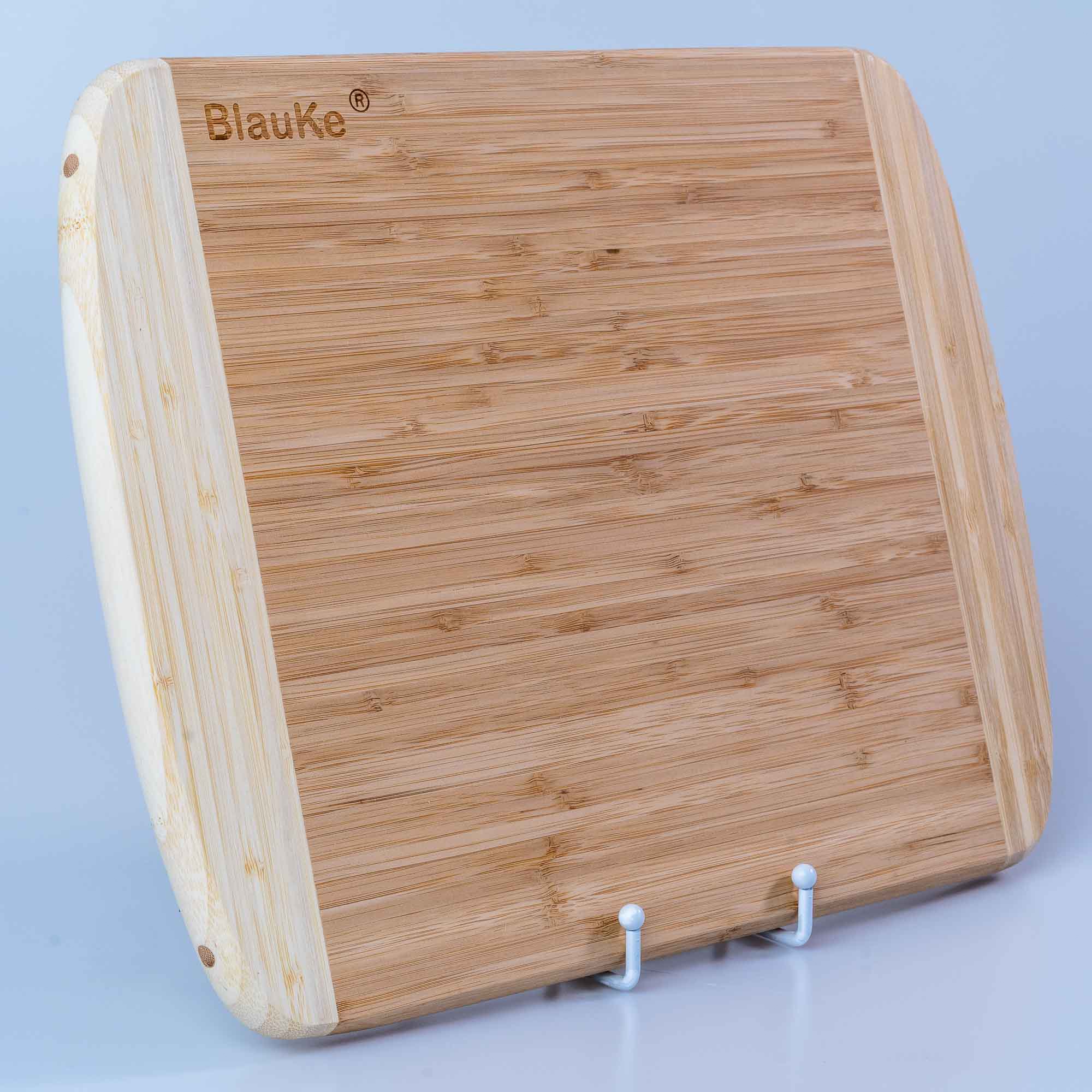 Alt View 8. BlauKe - Large Wood Cutting Board for Kitchen 14x11 inch - Bamboo Chopping Board with Juice Groove - Wooden Serving Tray - Beige.