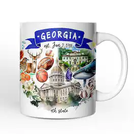 OrnamentallyYou - Artistic Georgia State Themes and Landmarks Mug - White