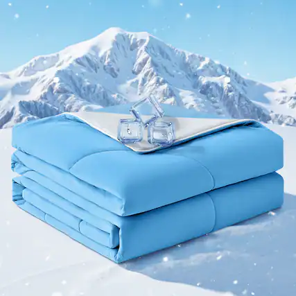 Front. KERDOM - Queen Size - Cooling Comforter Blanket for Hot Sleepers and Night Sweats, Soft Summer Ice Blanket Quilt Machine Washable - Sea Blue.