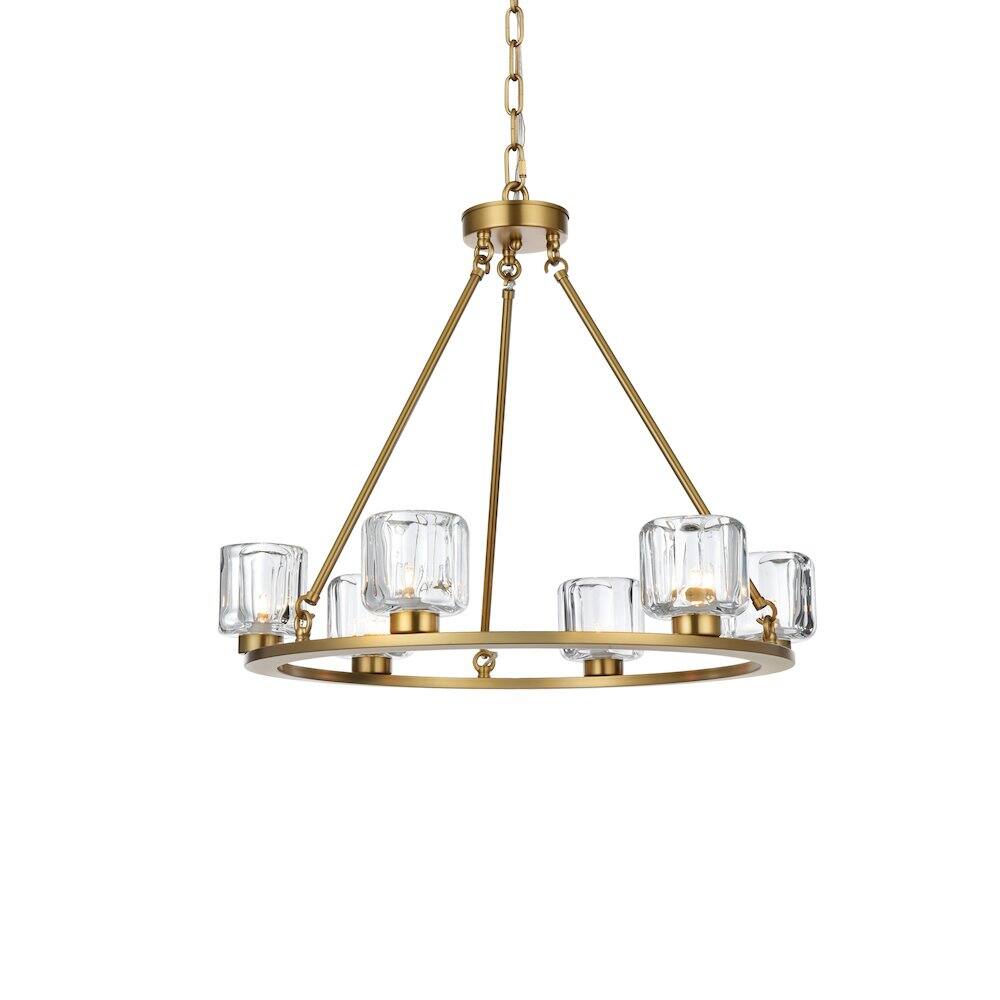 Left. Elegant Lighting - Cadence 26 Inch Chandelier In Satin Gold - Satin Gold And Clear.