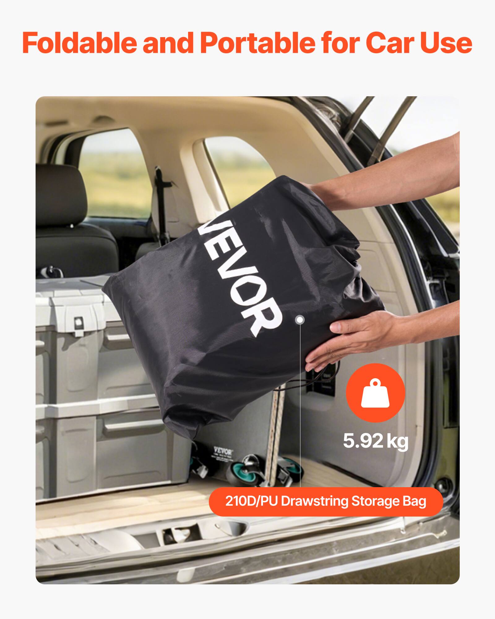 Foldable and Portable for Car Use

VEVOR

5.92 kg

210D/PU Drawstring Storage Bag