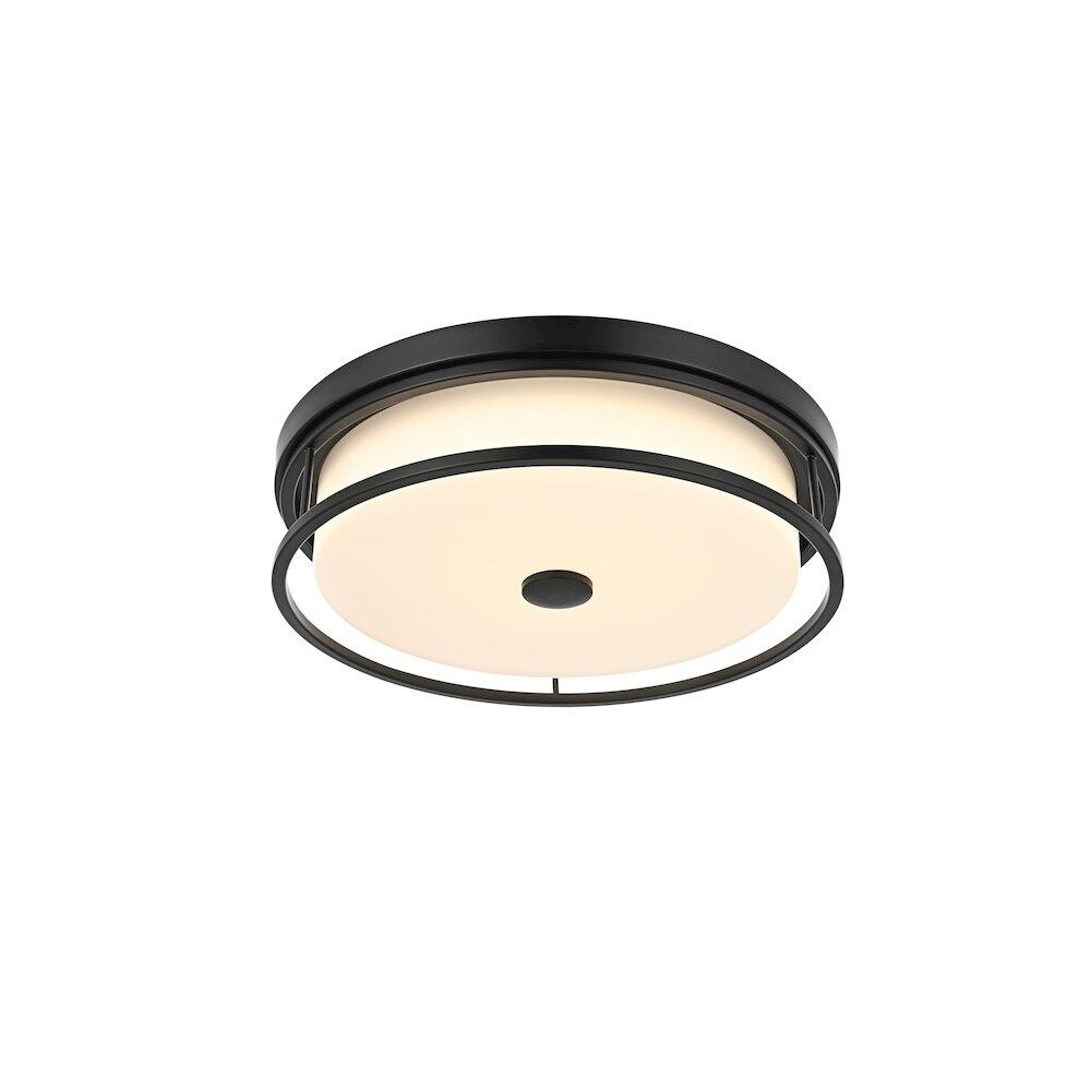 Left. Living District - Kolson 16 Inch Led Flush Mount Ceiling Light In Black - Black.
