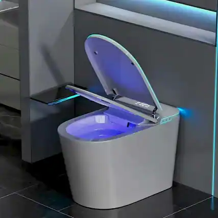 Front. Dyonery - Dyonery Smart toilet, automatic lid opening, built-in bidet, warm air drying, ultraviolet sterilization - White.