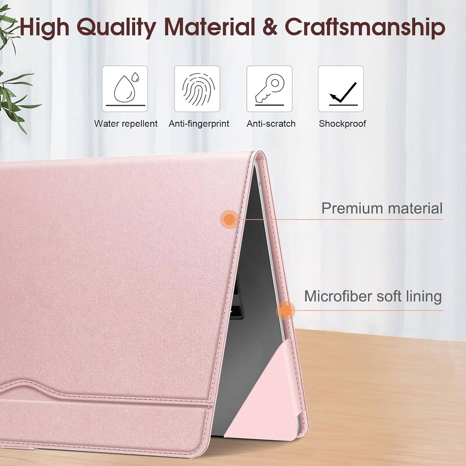 High Quality Material & Craftsmanship

- Water repellent
- Anti-fingerprint
- Anti-scratch
- Shockproof

Premium material

Microfiber soft lining