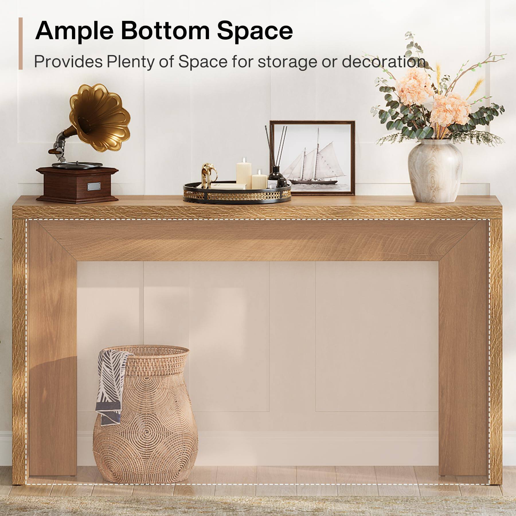 Tribesigns 55 Inch Farmhouse Console Table, Wooden Couch Table Behind ...