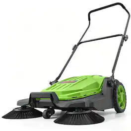 VEVOR - Walk-Behind Hand Push Floor Sweeper, Manual Floor Sweeper Non-Electric with 25.6" Sweeping Width - Green