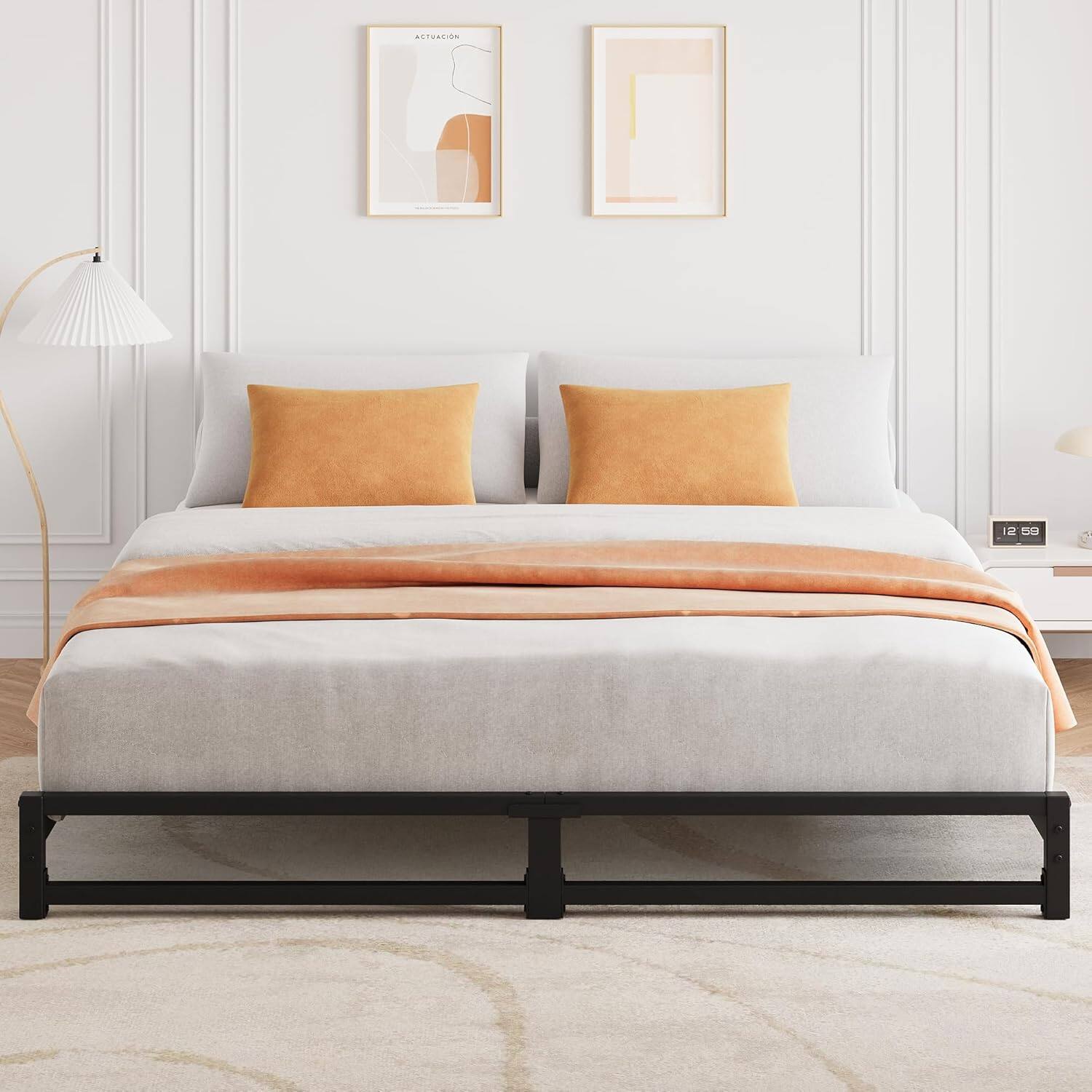 GAOMON 6 Inch Metal Platform Bed Frame with Steel Slats, No Box