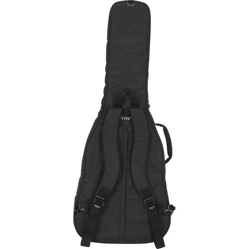 Back. Gator - Transit Series Resonator and Classical Guitar Gig Bag with Rigid Internal Frame and Weather-Resistant Exterior - Charcoal Black.