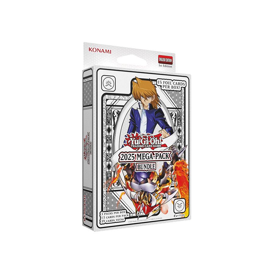 KONAMI ENGLISH EXTENSION 1st Edition  
15 FOIL CARDS PER BOX!  
3010 121 PACK  
ZON HE GAS ACADLE 1 1202%  
KONAMI  
Yu-Gi-Oh! TRADING CARD GAME  
3 MEGA-PACK 2025 BUNDLE  
2 PACKS PER BOX  
13 CARDS PER PACK  
39 CARDS TOTAL