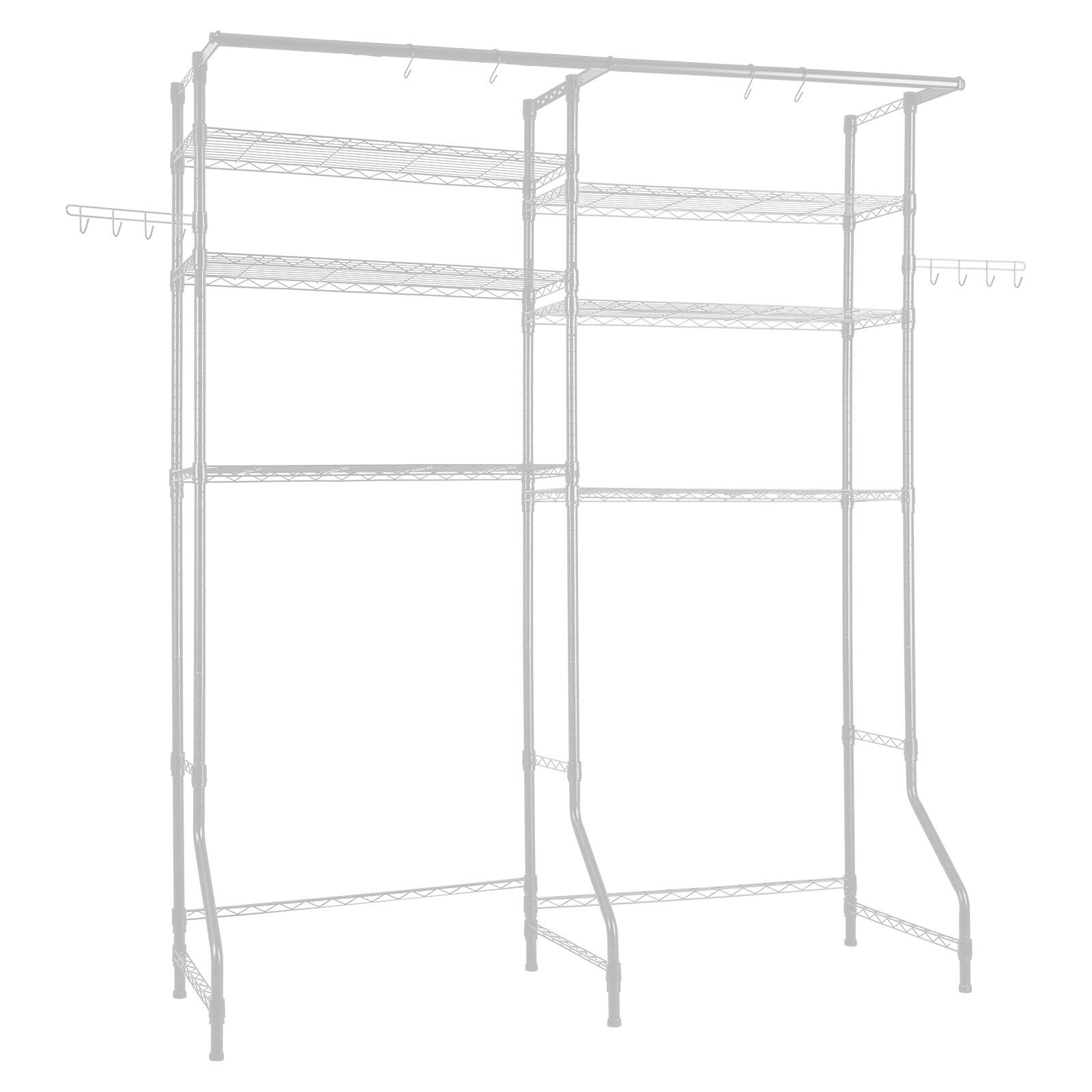 Alt View 5. VEVOR - Over Washer and Dryer Storage Shelves,6 Tiers Laundry Room Drying Rack,Hanger Rod and Hooks,Two Rows Adjustable Shelves - White.