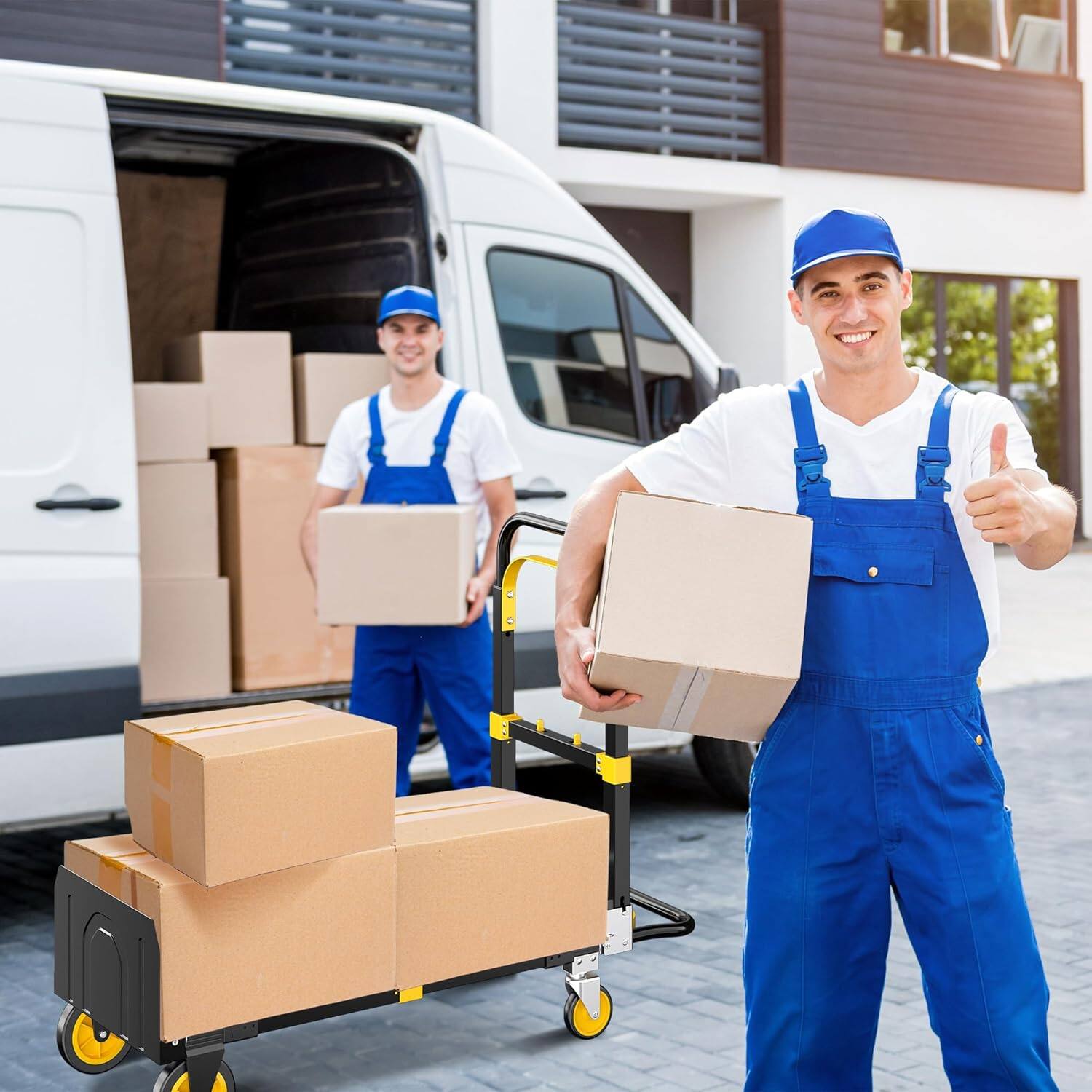 Alt View 1. Silvel - 17 in. Multi Functional Folding Hand Truck Tool Cart Adjustable Height Length - black and yellow.