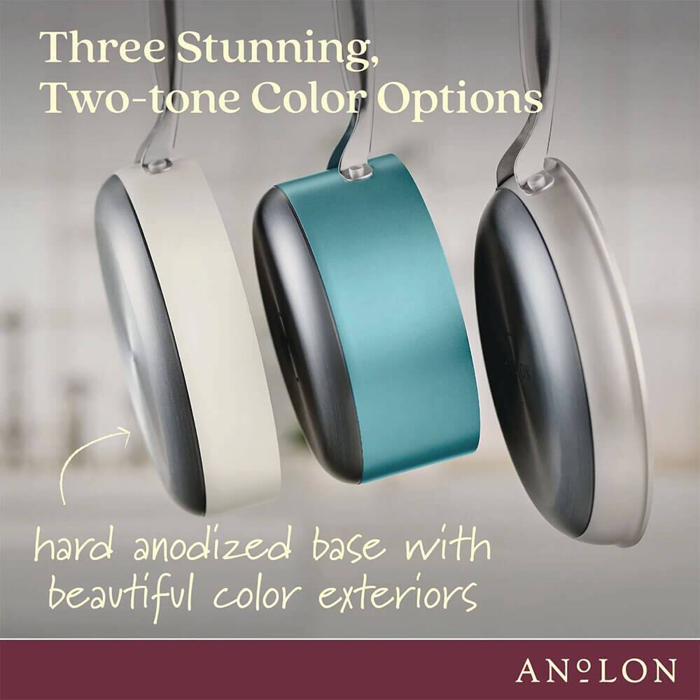 Three Stunning, Two-tone Color Options

hard anodized base with beautiful color exteriors

ANOLON