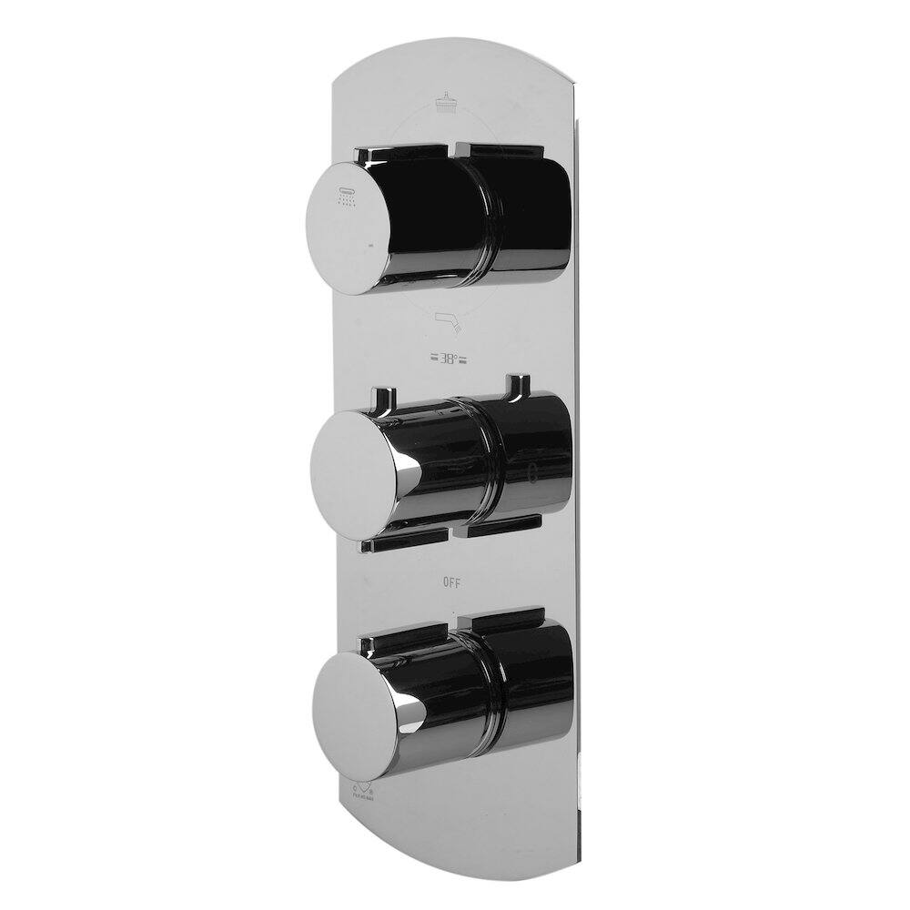 Alfi - Polished Chrome Concealed 4-Way Thermostatic Valve Shower Mixer /W Round Knobs - Silver