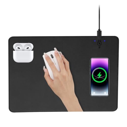 Front. Comfort Essence - Wireless Charging Mouse Pad 1 Leather Multifunctional Office Desk With Non-slip Rubber Base Waterproof For - Black-r-Large.