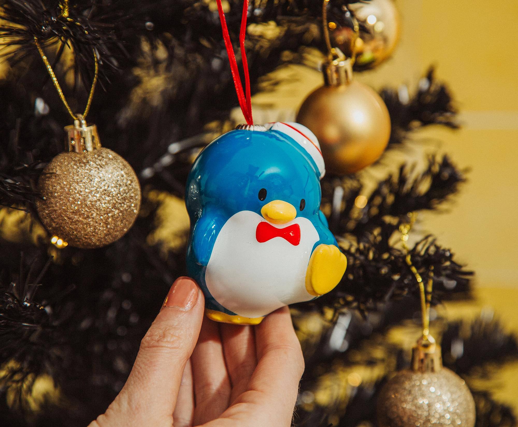 Alt View 3. Surreal Entertainment - Sanrio Tuxedosam 4-Inch Shatterproof Decoupage Ornament - Blue.