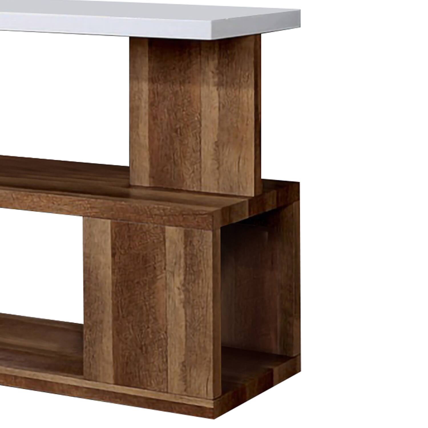 Alt View 3. Manhattan Lane - Two Tone Modern Sofa Table with Bottom Shelf, White and Brown - White, Brown.